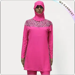 Pink Long Sleeve Muslim Swimwear